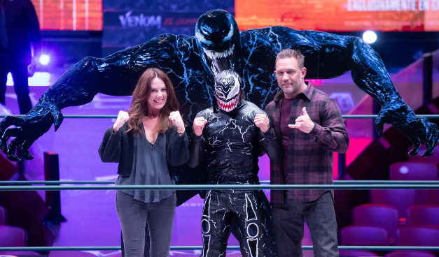<strong>توم هاردي بطل فيلم Venom 3 المعروف بأسم Venom: The Last Dance ومخرجته كيلي مارسيل في الجولة الصحفية للفيلم بالمكسيك</strong>