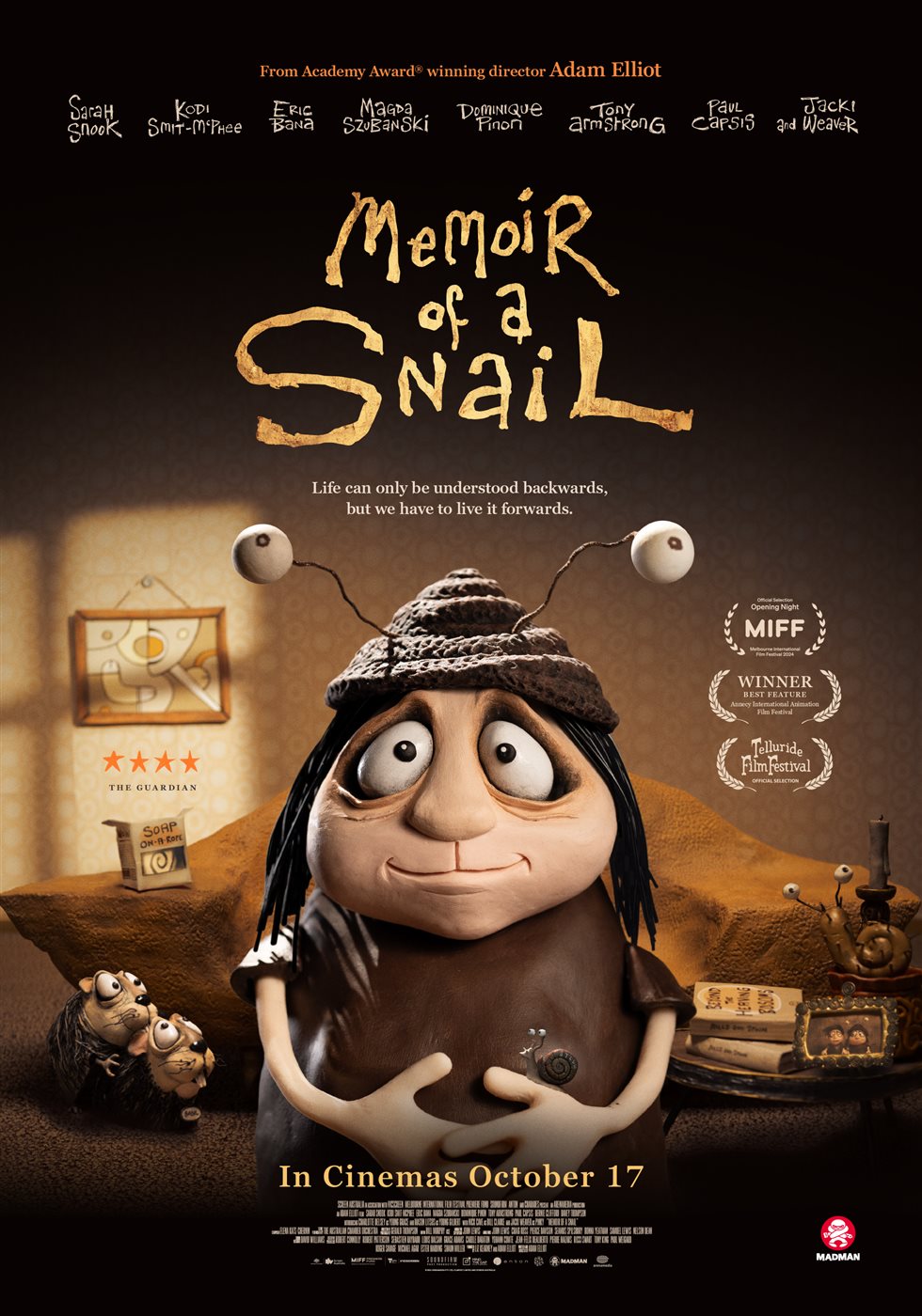 <strong>صورة أفيش فيلم الرسوم المتحركة Memoir of a Snail الفائز بالجائزة الكبرى في مهرجان لندن السينمائي 2024</strong>