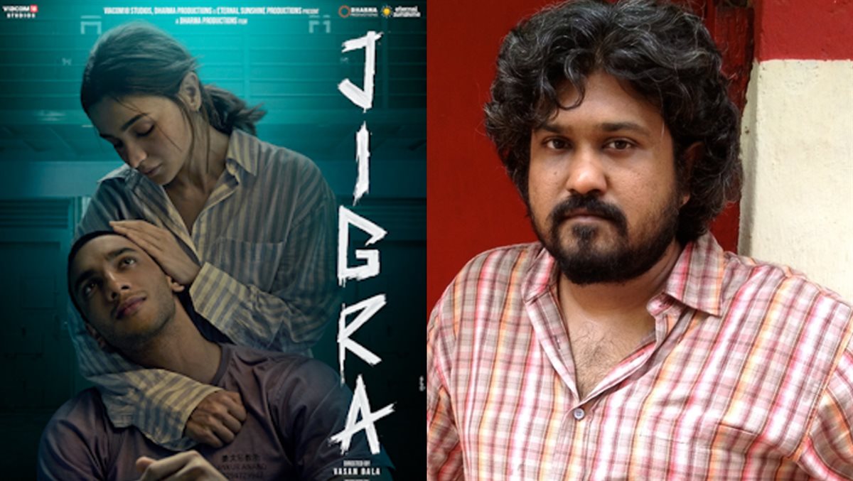 <strong>فاسان بالا مخرج فيلم Jigra والممثلة الهندية عليا بهات على صورة أفيش الفيلم</strong>