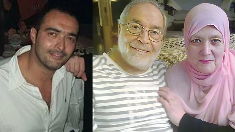 <strong>حسن يوسف وزوجته الفنانة شمس البارودي ونجلهم المتوفي عبد الله</strong>