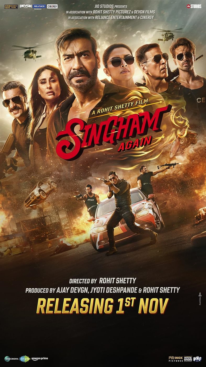 <strong>صورة أفيش الفيلم الهندي Singham gain بطولة الفنان أجاي ديفجان وباقة كبيرة من نجوم بوليوود</strong>