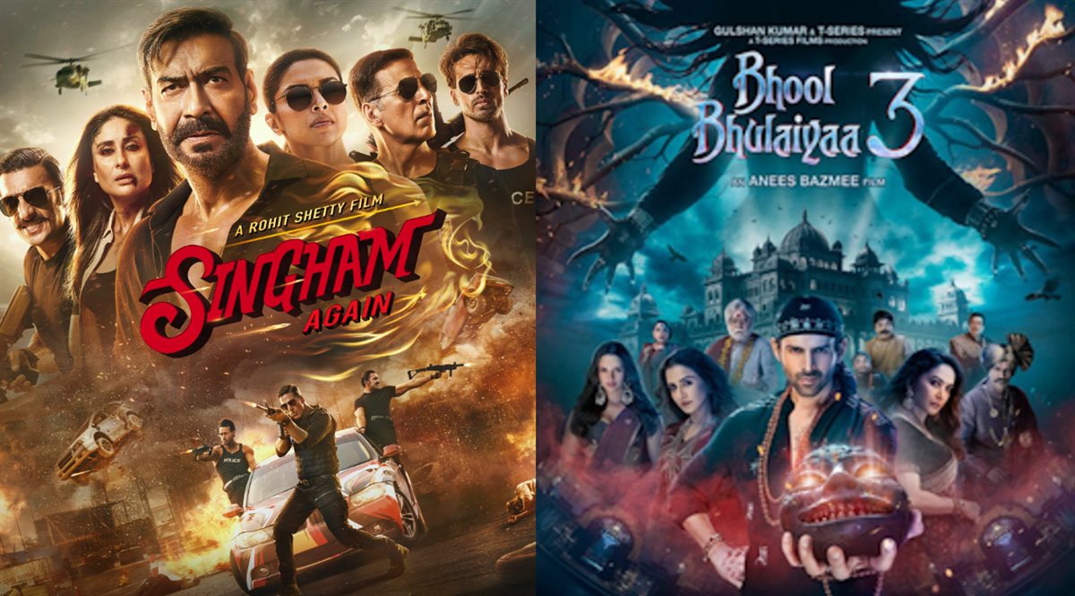 <strong>صورة أفيشات أفلام Bhool Bhulaiyaa 3 و Singham Again</strong>