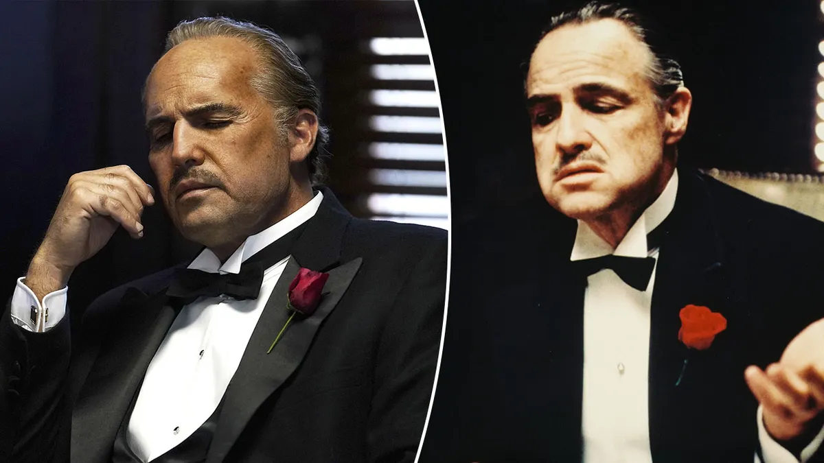 <strong>الممثل الراحل مارلون براندو في أفلام The God Father والممثل العالمي الحالي بيلي زين مُتقمص شخصية مارلون براندو في أفلام The God Father ومشهد من الفيلم الوثائقي الجديد Waltzing with Brando</strong>