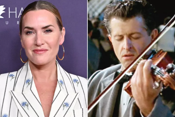 <strong>عازف الكمان الشهير جوناثان ايفانز جونز في فيلم Titanic وبطلة الفيلم الممثلة البريطانية كيت وينسليت</strong>