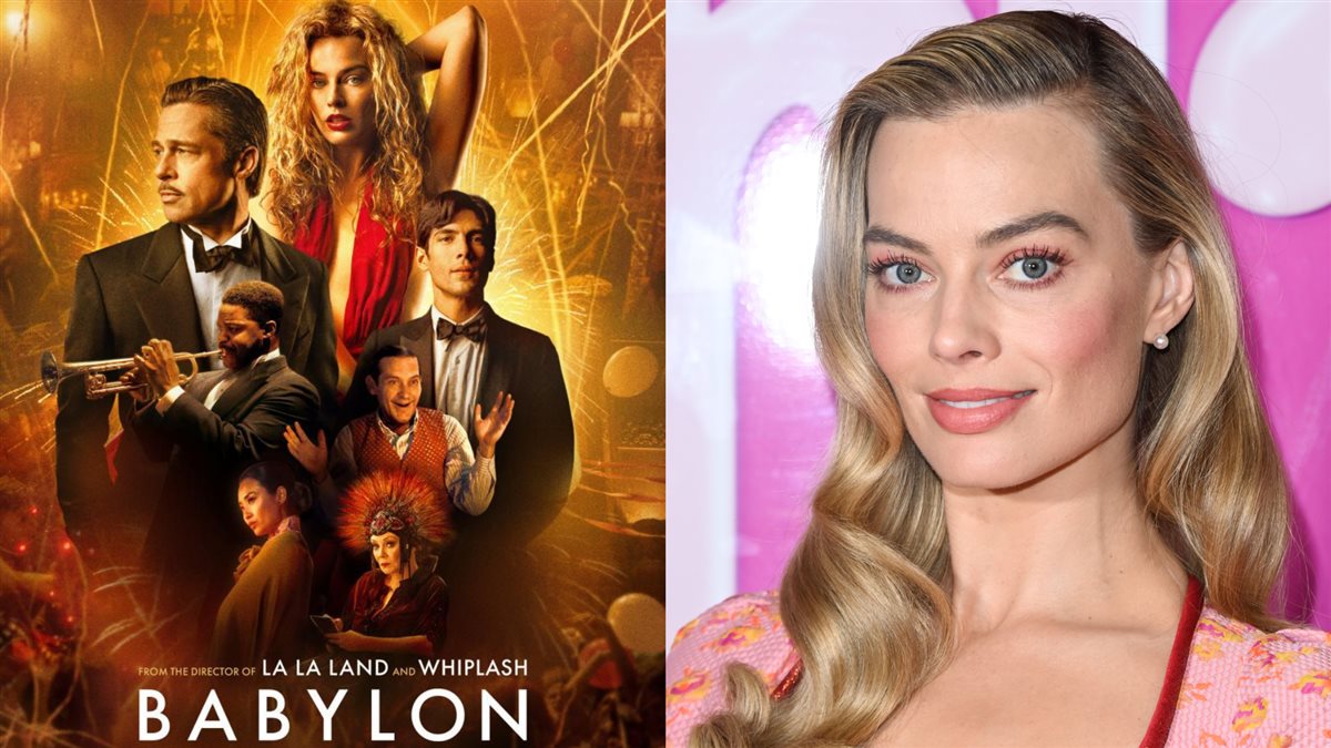 <strong>مارجوت روبي وصورة أفيش فيلمها الشهير مع الفنان براد بيت Babylon</strong>