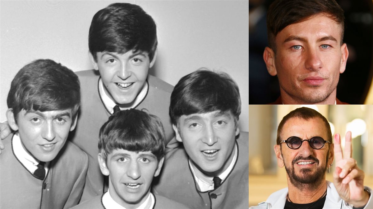 <strong>الممثل باري كيوجان والمطرب رينجو ستار بطل فرقة The Beatles وصورة قديمة للفرقة بمنتصف القرن الماضي</strong>