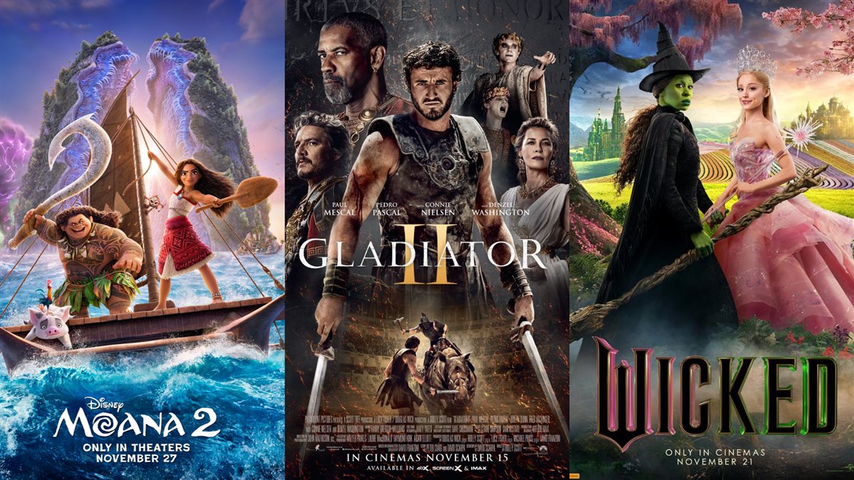 <strong>صور أفيشات الأفلام الثلاثة Wicked و Gladiator 2 و Moana 2</strong>