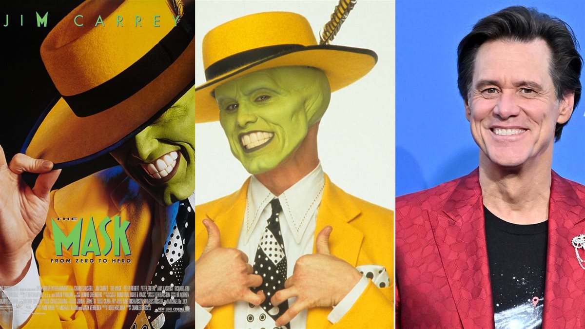<strong>جيم كاري وشخصيته في فيلم The Mask وصورة أفيش الفيلم</strong>
