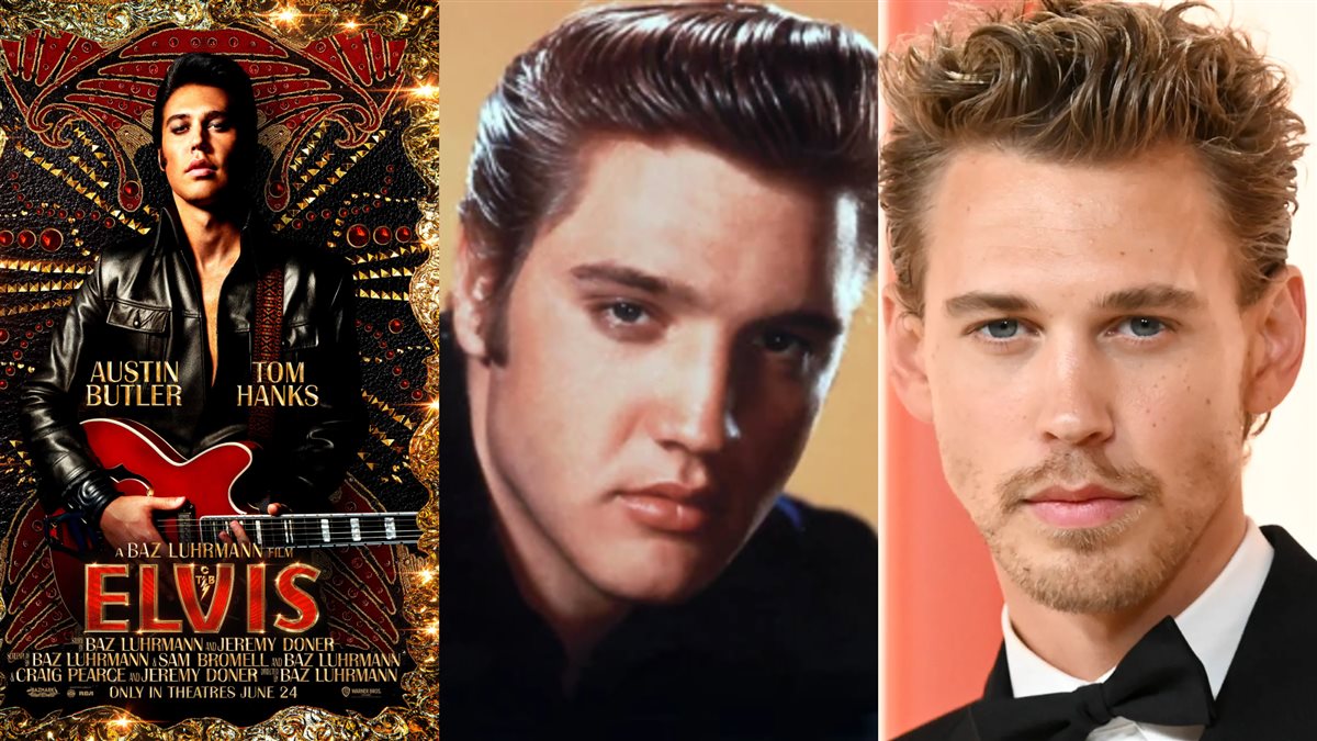 <strong>الممثل أوستن باتلر الذي جسد قصة حياة المطرب إلفيس بريسلي وصورته في الفيلم الوثائقي Elvis </strong>