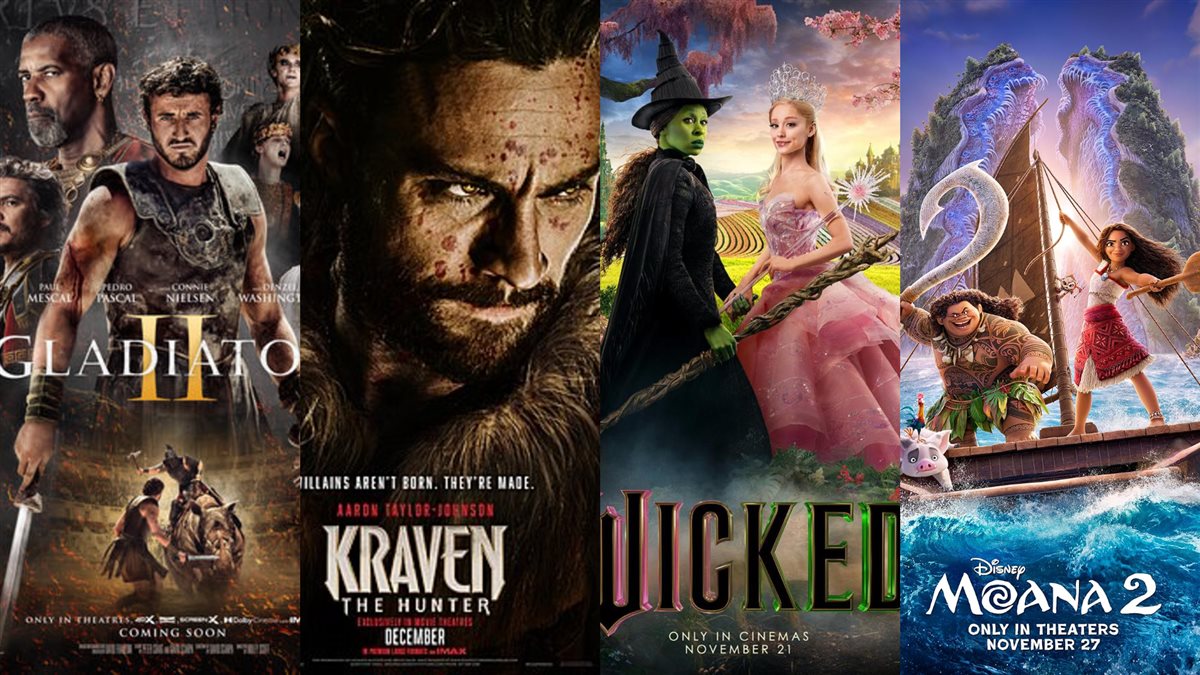 <strong>صور أفيشات أفلام Moana 2 و Wicked و  Kraven The Hunter و Gladiator 2</strong>