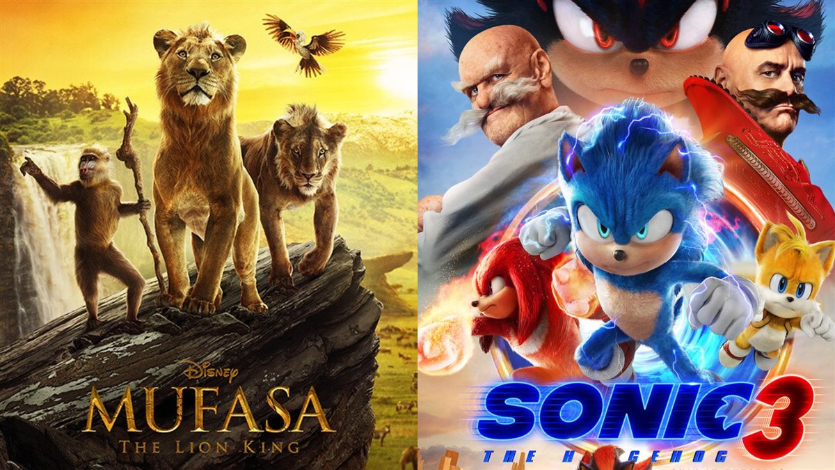 <strong>صور أفيشات أفلام الرسوم المتحركة Sonic the Hedgehog 3 و Mufasa: The Lion King</strong>