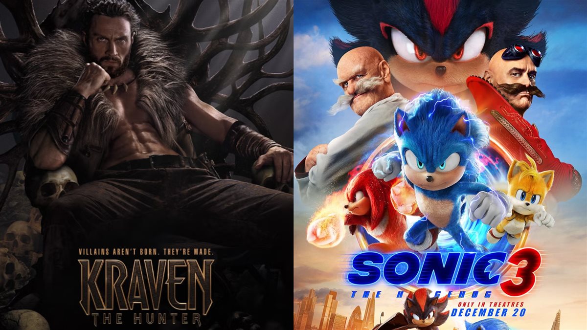 <strong>فيلم الرسوم المتحركة Sonic the Hedgehog 3 والفيلم السينمائي Kraven The Hunter</strong>