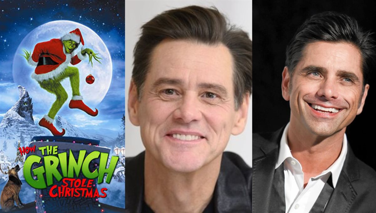 <strong>جون ستاموس و جيم كاري وصورة أفيش فيلم How the Grinch Stole Christmas الشهير</strong>