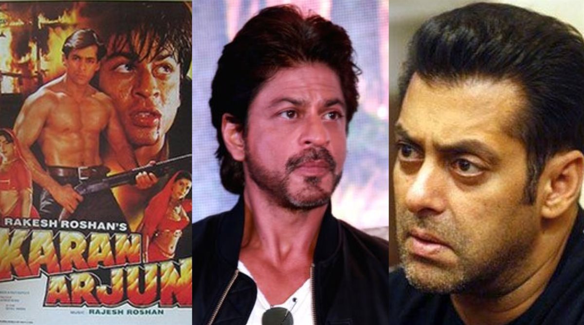 <strong>سلمان خان و شاروخ خان أبطال فيلم Karan Arjun الشهير وصورة أفيش الفيلم</strong>