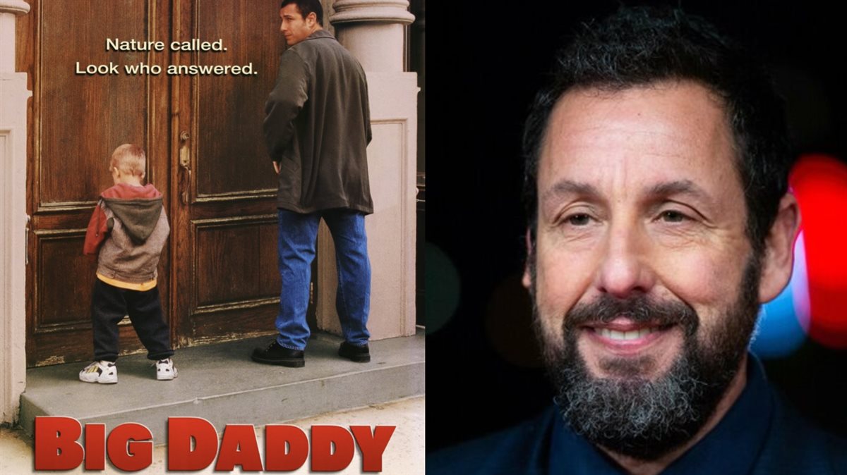 <strong>الممثل الأمريكي أدم ساندلر وصورته على أفيش فيلمه الشهير Big Daddy عام 1999</strong>