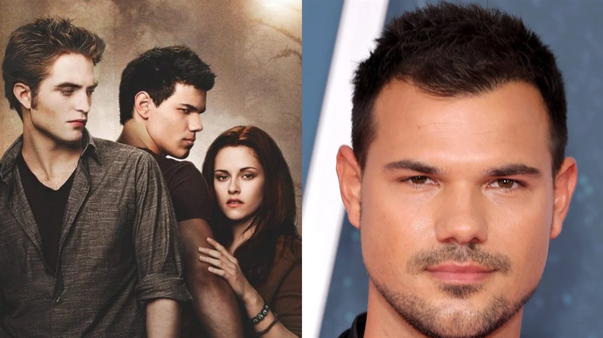 <strong>الممثل الأمريكي تايلور لوتنر وصورته في شخصية الفتى المستذئب على أفيش فيلمه الشهير Twilight والتي سيُقدمها لوتنر في مسلسله الجديد Werewolf Hunter</strong>