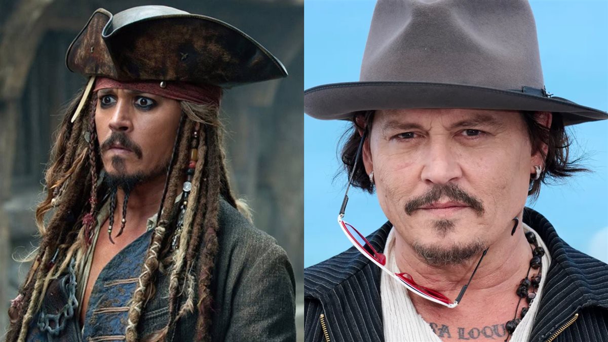 <strong>جوني ديب بطل سلسلة افلام قراصنة الكاريبي Pirates Of The Caribbean وصورته في شخصية القرصان جاك سبارو في السلسلة</strong>