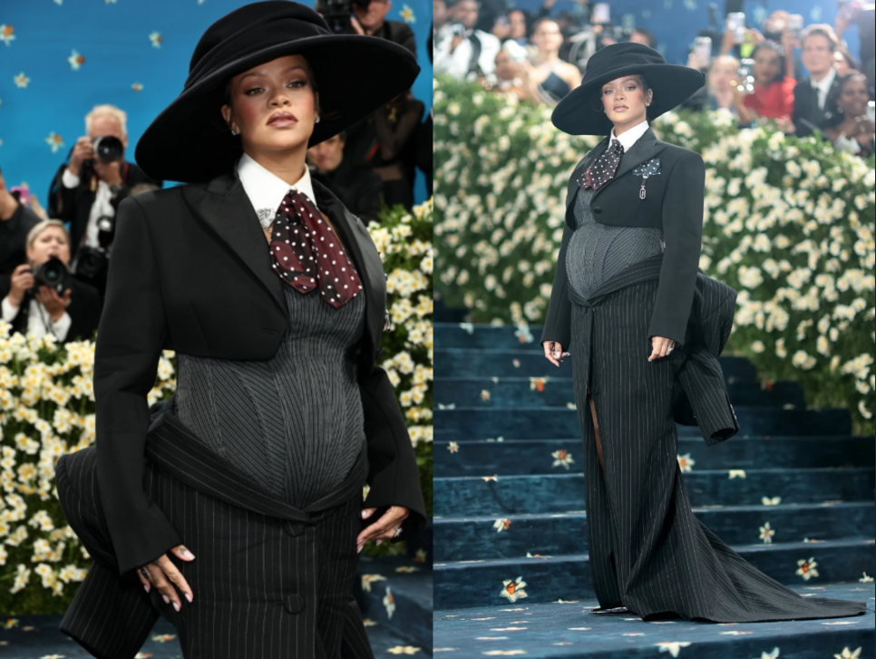 ظهور علامات الحمل بطفلها الثالث على ريانا واطلالتها في حفل Met Gala 2025