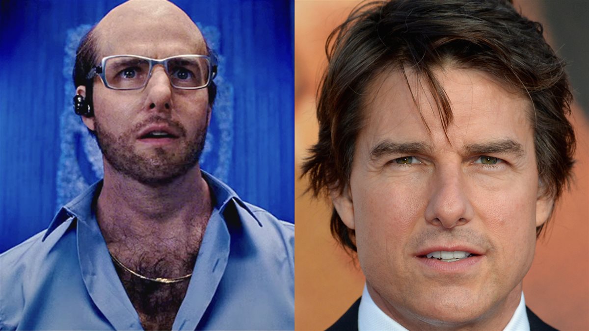 توم كروز وصورته في شخصية “ليس جروسمان” الشهيرة في فيلم Tropic Thunder التي ينوي كروز تقديمها في فيلم كامل ضخم جديد