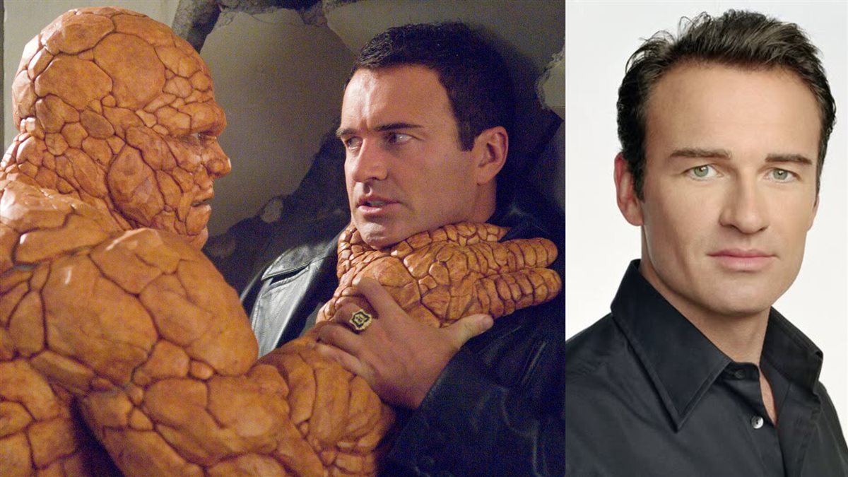 جوليان مكماهون بطل فيلم Fantastic Four وصورته في مشهد من الفيلم