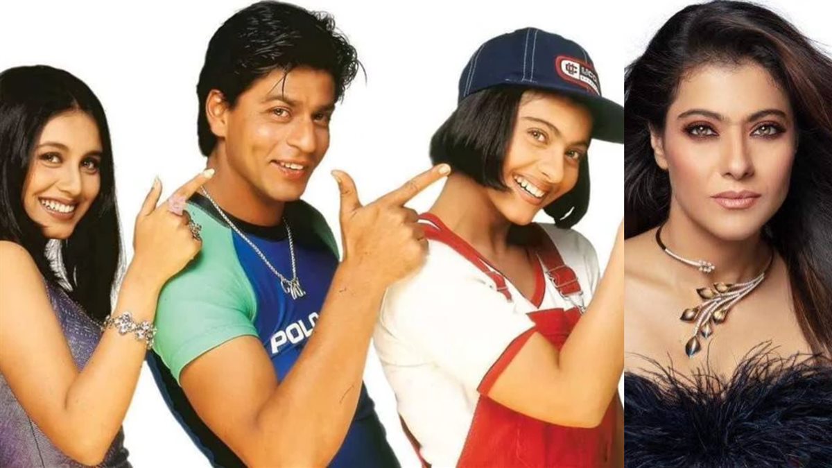 كاجول حالياً وصورتها على أفيش فيلمها الشهير Kuch Kuch Hota Hai