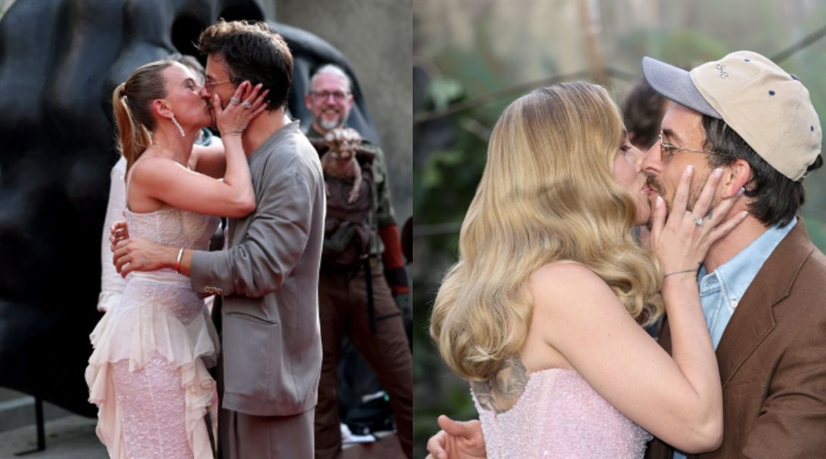 سكارليت جوهانسون تُقبل جوناثان بيلي في العرض الخاص لفيلمهم Jurassic World Rebirth بالأيام الماضية