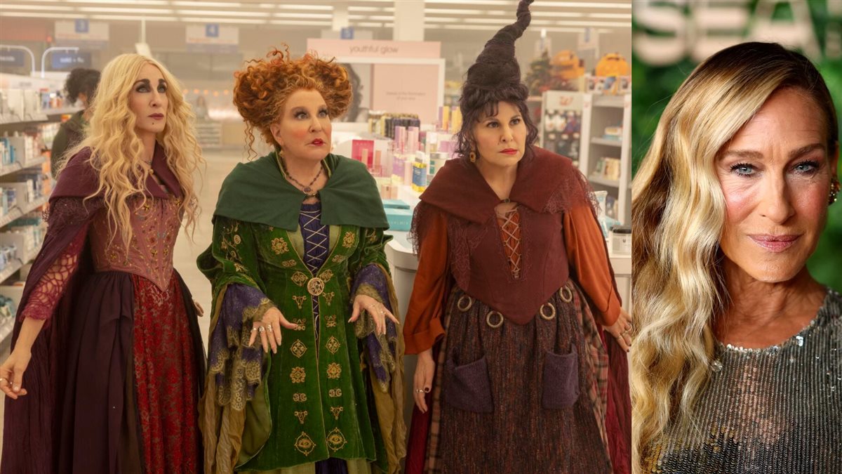 سارة جيسيكا باركر بطلة أفلام Hocus Pocus وصورتها في مشهد من الجزء الثاني Hocus Pocus 2