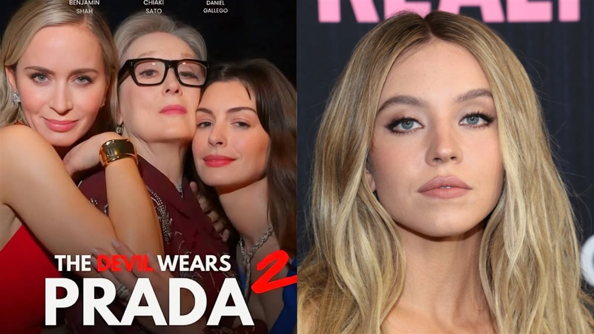 الممثلة الأمريكية سيدني سويني وصورة أفيش الفيلم الجديد The Devil Wears Prada 2