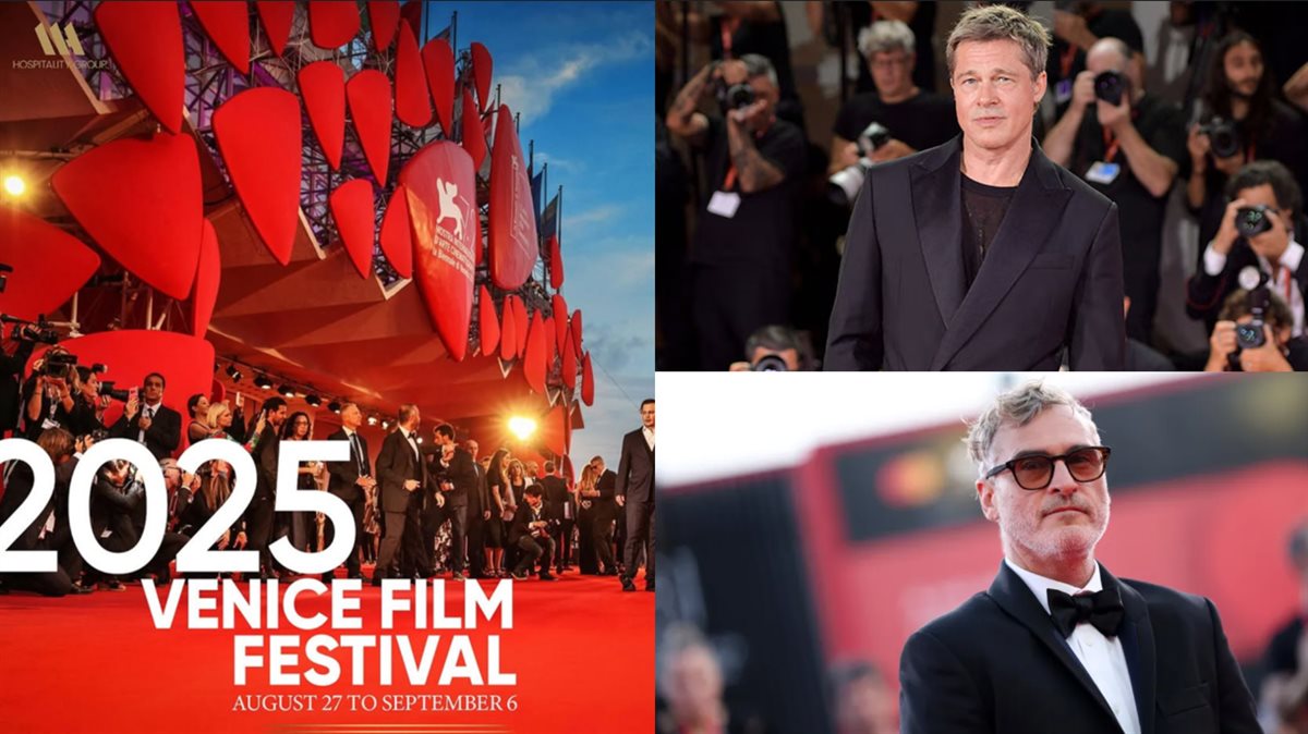 براد بيت و خواكين فينيكس وشعار مهرجان فينيسيا السينمائي 2025