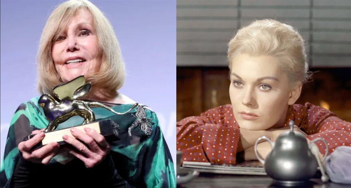 الممثلة كيم نوفاك في شبابها وصورتها في مهرجان فينيسيا السينمائي 2025 لحظة فوزها بجائزة الأسد الذهبي