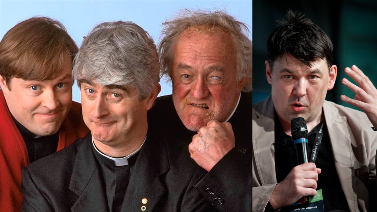 جراهام لينهان مؤلف مسلسل Father Ted وصورة المسلسل