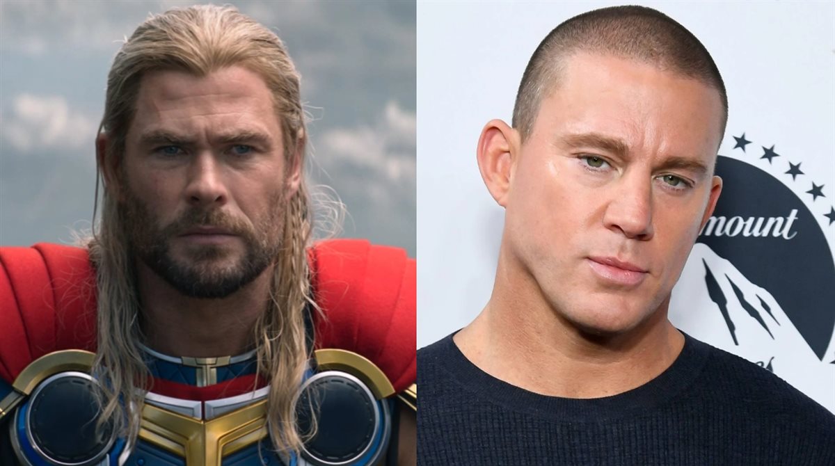 تشانينج تيتوم والممثل كريس هيمسورث في شخصية “ثور” من فيلم Thor