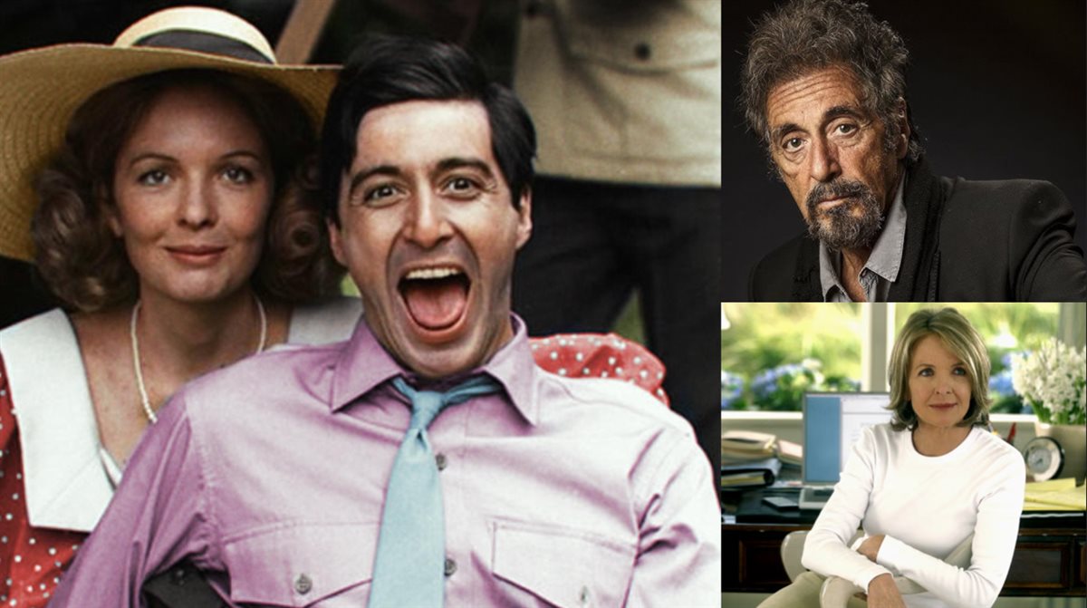 آل باتشينو وحبيبته السابقة ديان كيتون وصورتهم في فيلممهم الشهير The Godfather