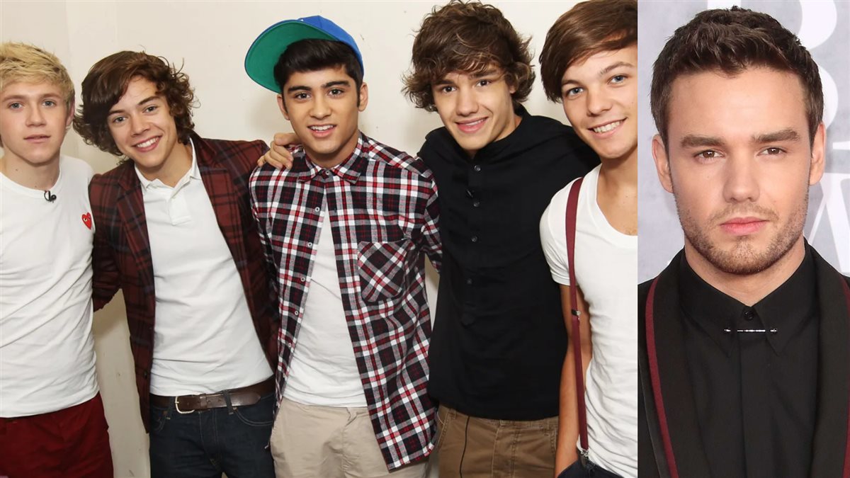 المطرب الإنجليزي الراحل ليام باين عضو الفرقة الغنائية One Direction وصورته في شبابه مع الفرقة