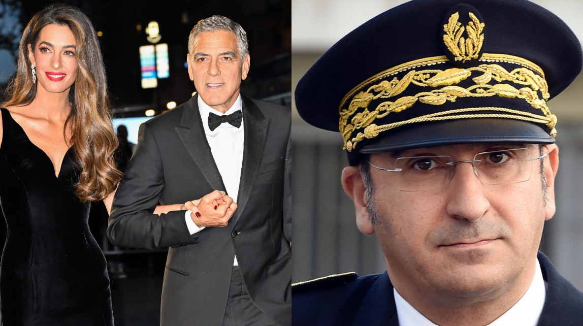 وزير الداخلية الفرنسي لوران نونييز و جورج كلوني وزوجته أمل علم الدين