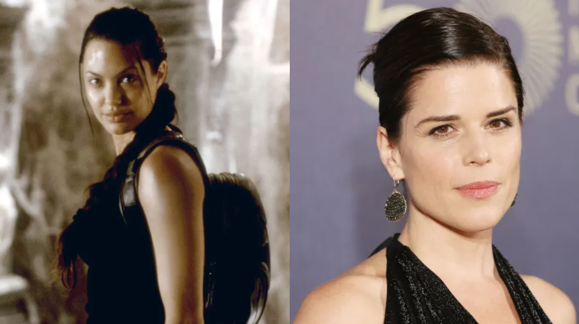 نيف كامبل و أنجلينا جولي بطلة فيلم Tomb Raider