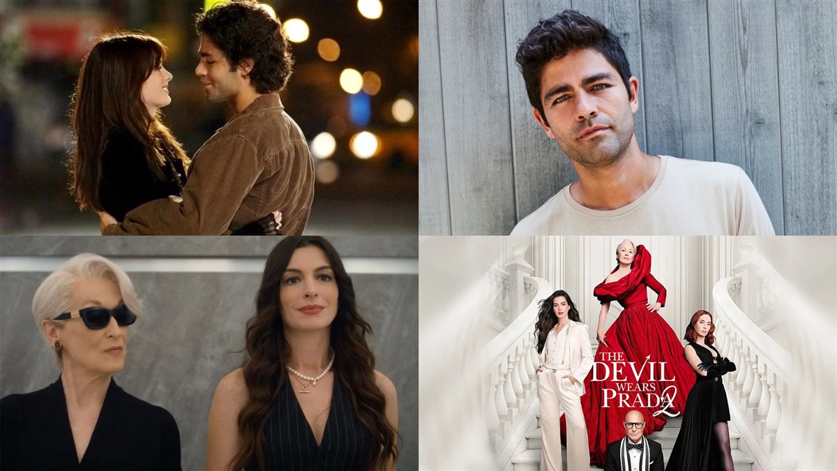 الممثل أدريان جرينيه ومشاهد من الجزء الأول والثاني لفيلم The Devil Wears Prada