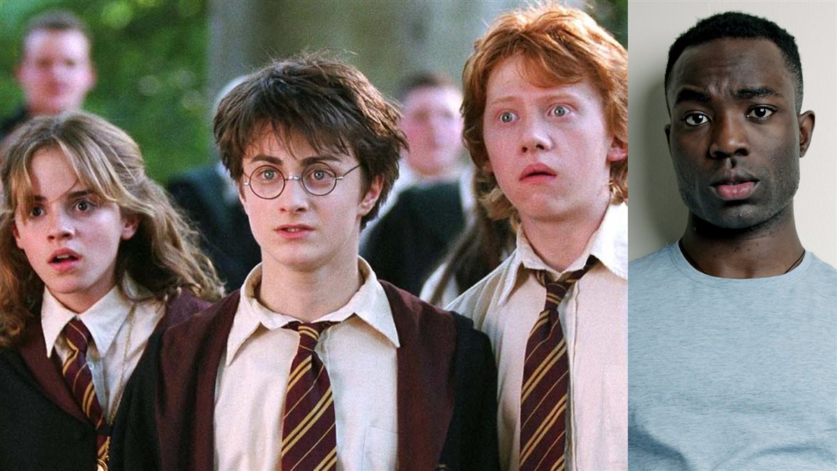 الممثل بابا إيسيدو وصورة من فيلم Harry Potter المقتبس منه المسلسل الجديد