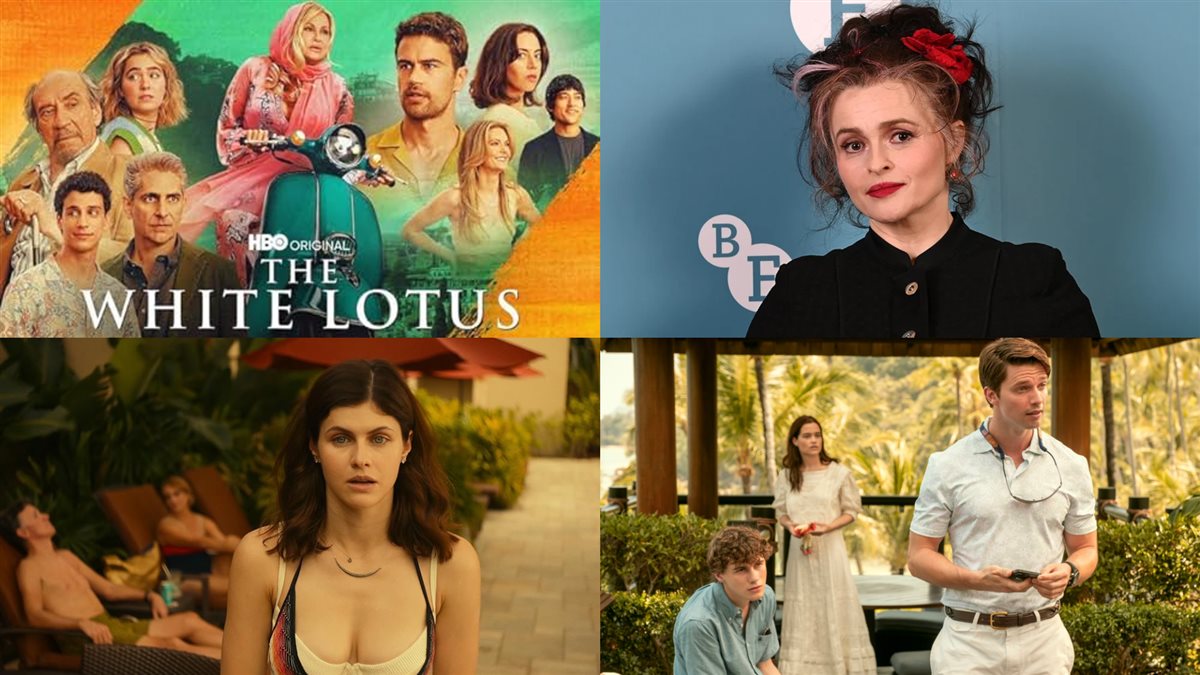 الممثلة البريطانية هيلينا بونهام كارتر ومشاهد من مواسم مسلسل The White Lotus