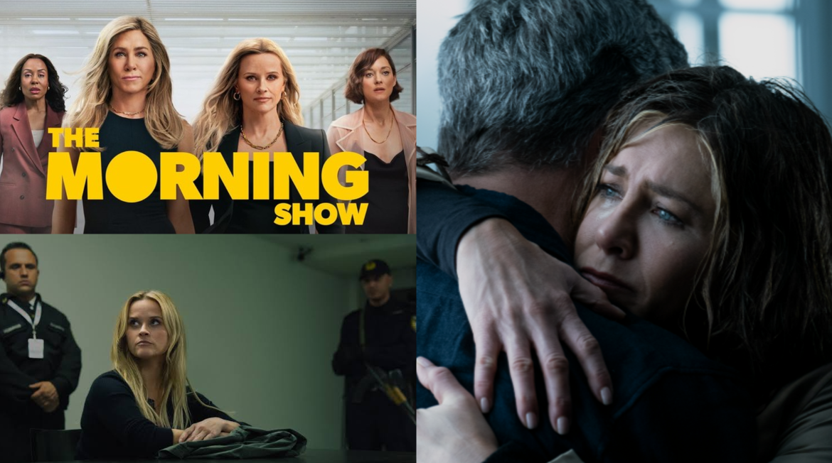 جينيفر أنيستون و ريس ويذرسبون في مشاهد مسلسل The Morning Show