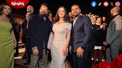 سارة درزاوي تدخل القفص الذهبي بفستان خيالي من تصميم إسلام وإبراهيم حشاد 