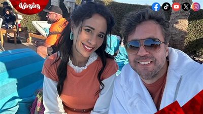 هشام ماجد برفقة دنيا ماهر من كواليس مسلسل 
