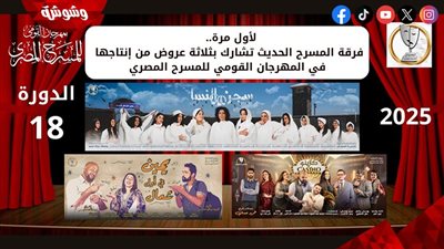 لأول مرة.. فرقة المسرح الحديث تشارك بثلاثة عروض في الدورة الـ18 من المهرجان القومي للمسرح‎ 
