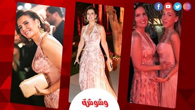 هنا شيحة تخطف الأنظار بفستان أنيق في زفاف نجل رامي عادل إمام 