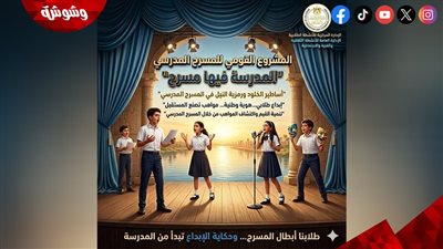 اكتشاف المواهب وبناء شخصية الطلاب بالفن الهادف.. تفاصيل المشروع القومي للمسرح المدرسي